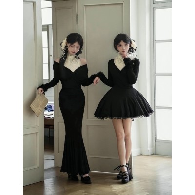 With Puji Crush Top Short and Long Low V Neck One Piece and Set(Pre-Order/Full Payment Without Shipping)